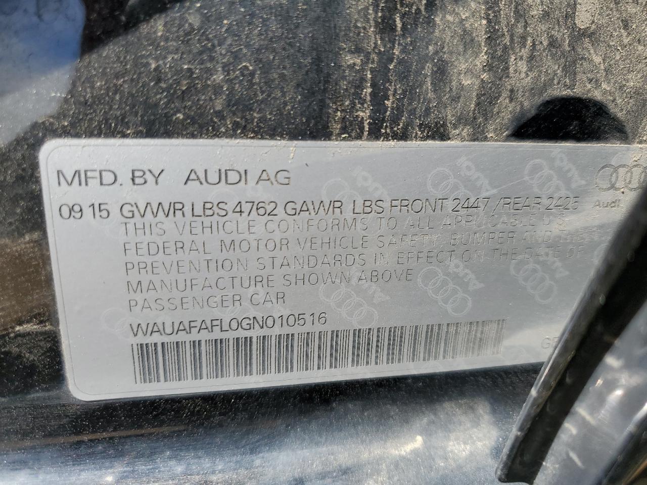 WAUAFAFL0GN010516 2016 Audi A4 Premium S-Line