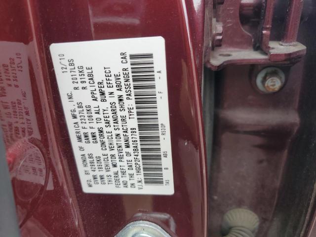 2011 Honda Accord Lxp VIN: 1HGCP2F43BA067799 Lot: 60603504