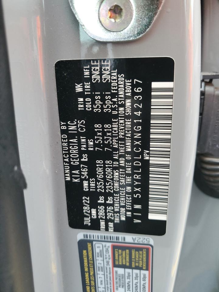 5XYRLDLCXNG142367 2022 Kia Sorento S