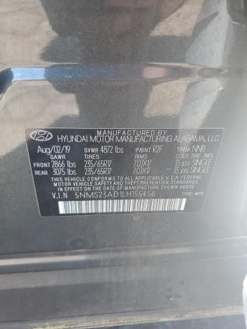 2020 Hyundai Santa Fe Se VIN: 5NMS23AD1LH155456 Lot: 60494904