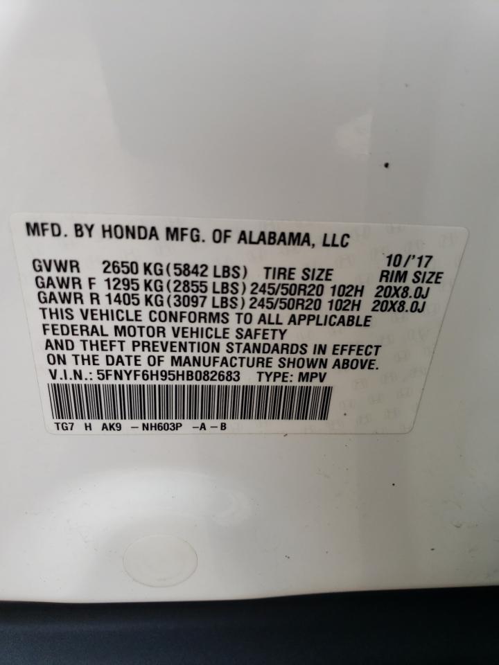 5FNYF6H95HB082683 2017 Honda Pilot Touring