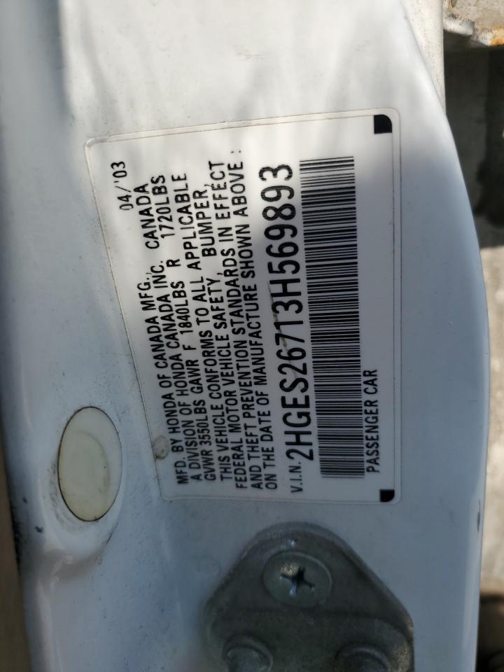2HGES26713H569893 2003 Honda Civic Ex