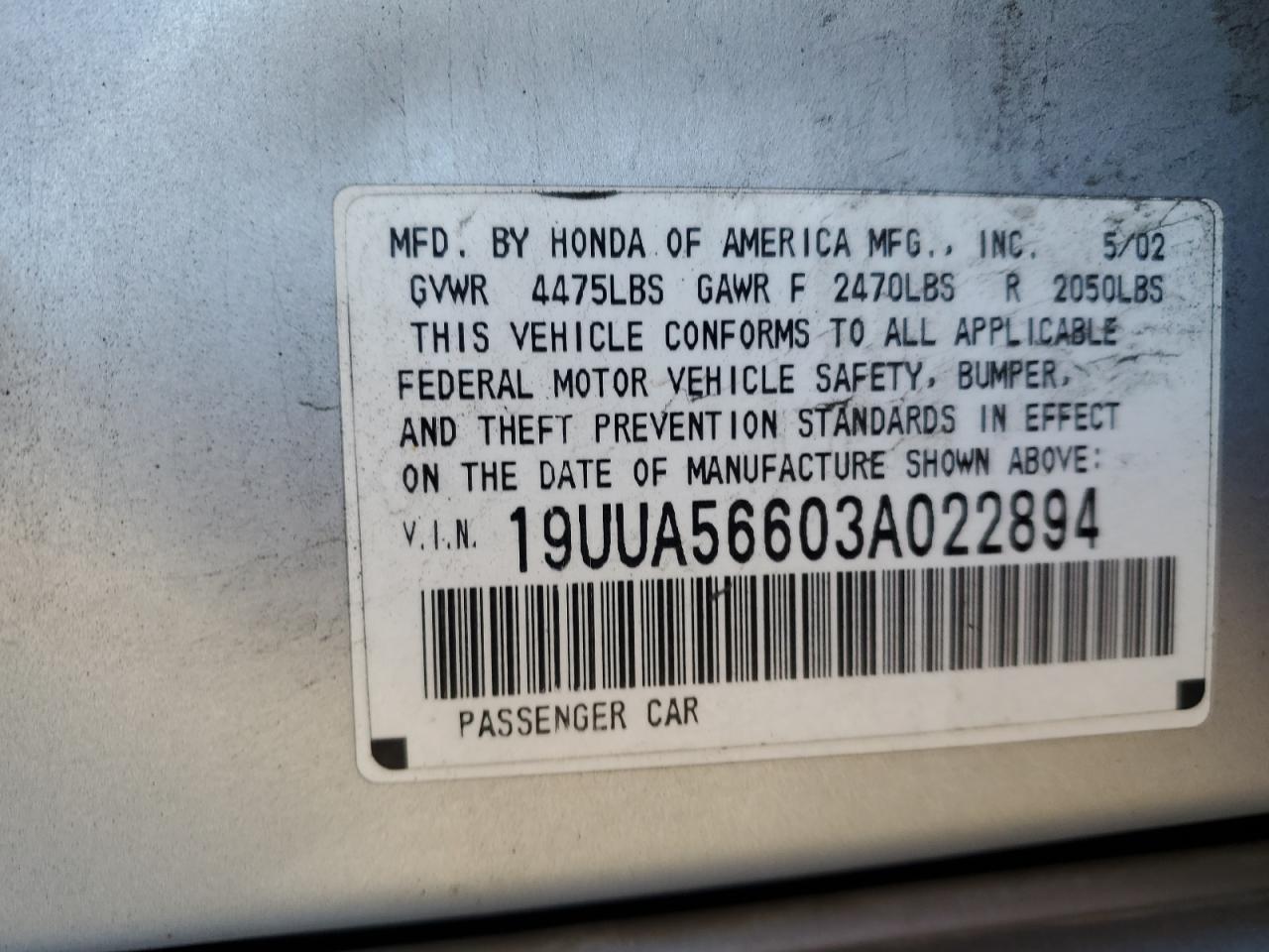 19UUA56603A022894 2003 Acura 3.2Tl