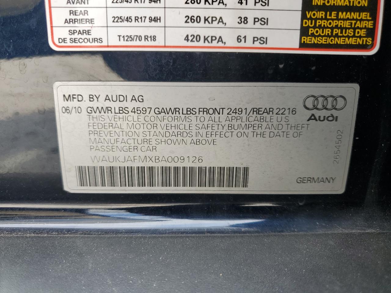 WAUKJAFMXBA009126 2011 Audi A3 Premium Plus