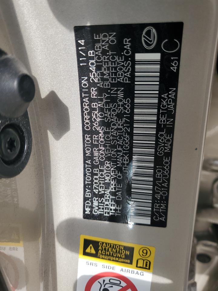 JTHBK1GG6F2171665 2015 Lexus Es 350