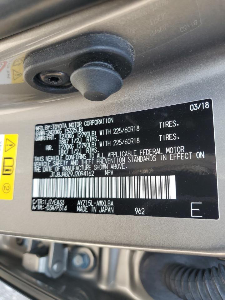 JTJBJRBZ9J2094162 2018 Lexus Nx 300H