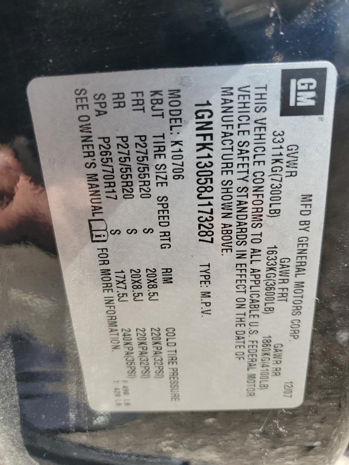 1GNFK13058J173287 2008 Chevrolet Tahoe K1500