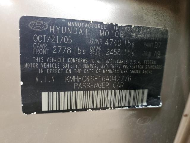 2006 Hyundai Azera Se VIN: KMHFC46F16A042776 Lot: 58041844