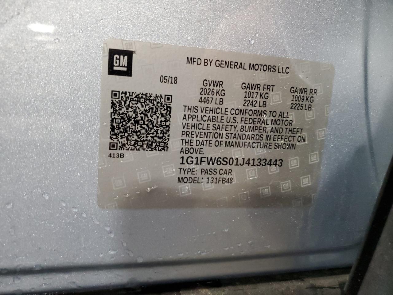 1G1FW6S01J4133443 2018 Chevrolet Bolt Ev Lt