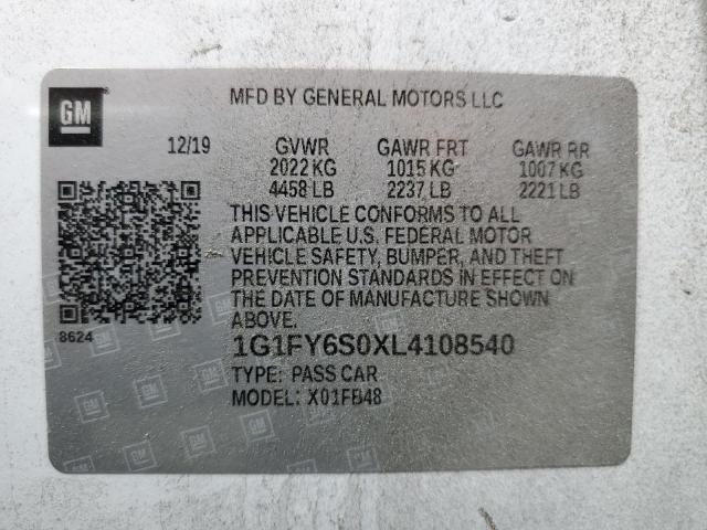 2020 Chevrolet Bolt Ev Lt VIN: 1G1FY6S0XL4108540 Lot: 58284224