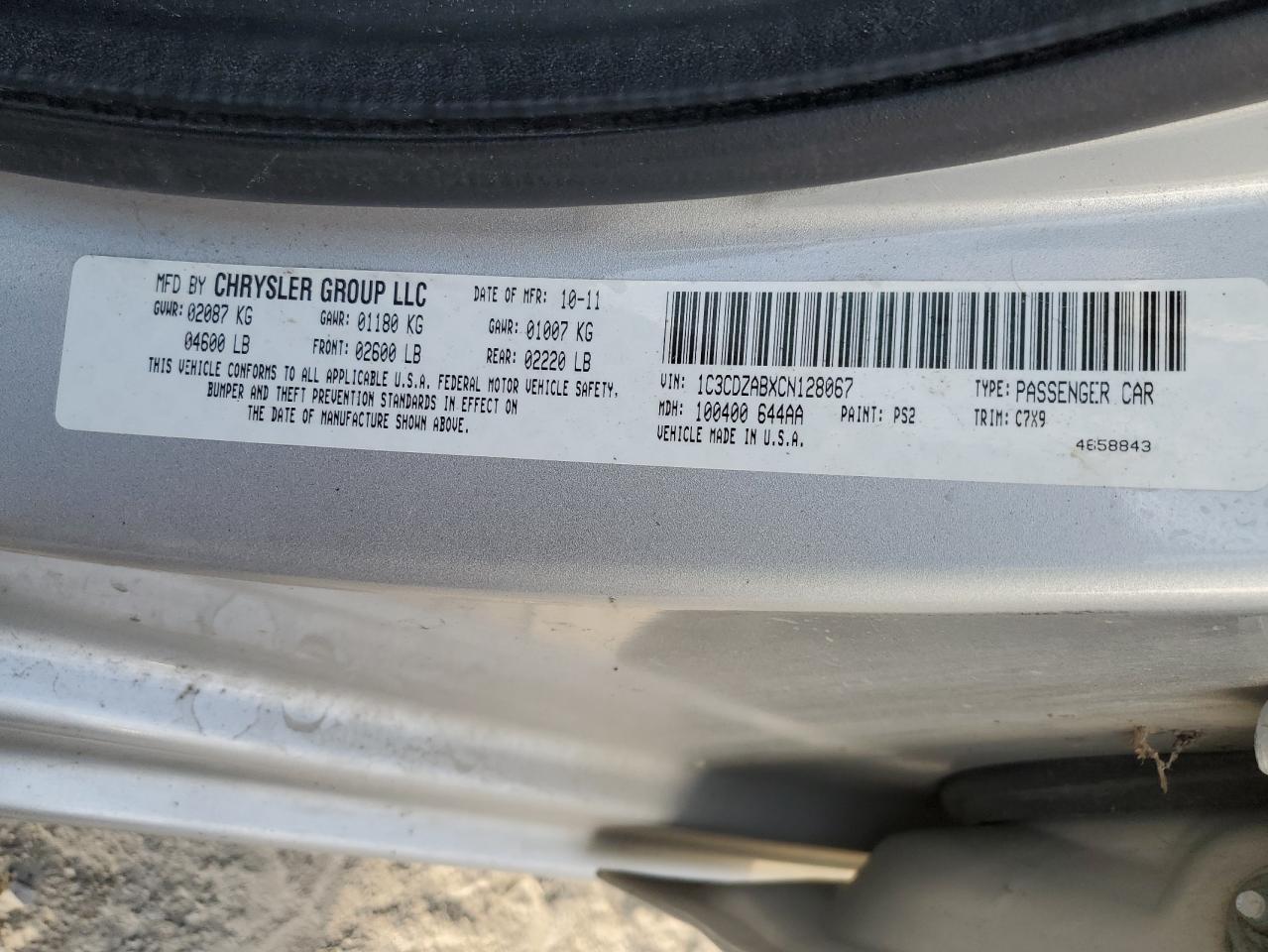 1C3CDZABXCN128067 2012 Dodge Avenger Se