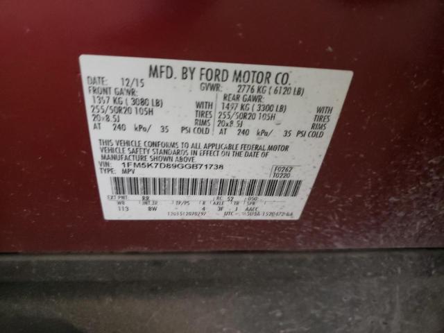 2016 Ford Explorer Xlt VIN: 1FM5K7D89GGB71738 Lot: 58866114