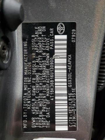 2006 Toyota Avalon Xl VIN: 4T1BK36B16U130900 Lot: 59749424