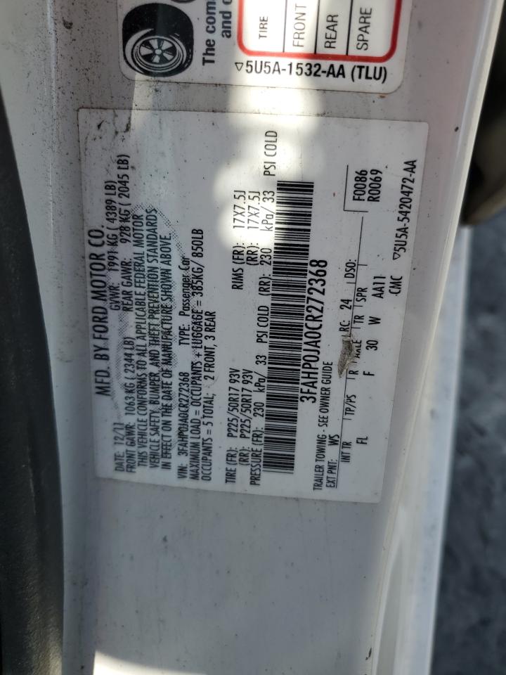 3FAHP0JA0CR272368 2012 Ford Fusion Sel