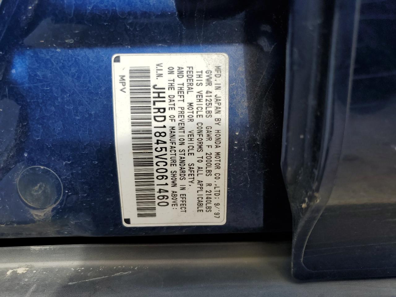 JHLRD1845VC061460 1997 Honda Cr-V Lx