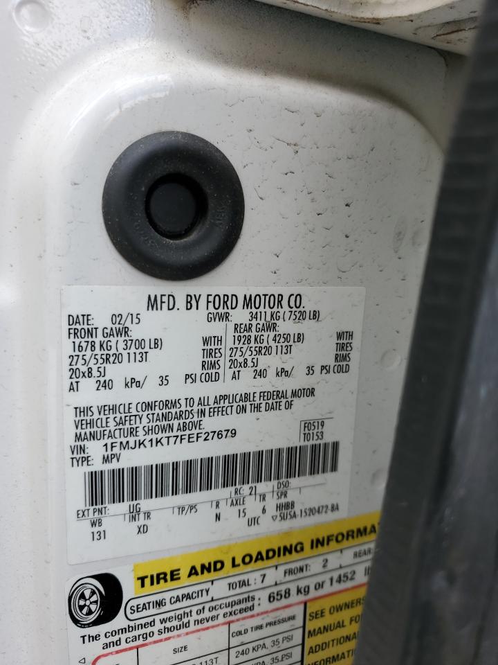 1FMJK1KT7FEF27679 2015 Ford Expedition El Limited