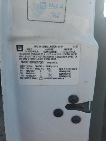 2003 Chevrolet Trailblazer VIN: 1GNDS13S832337093 Lot: 59979664