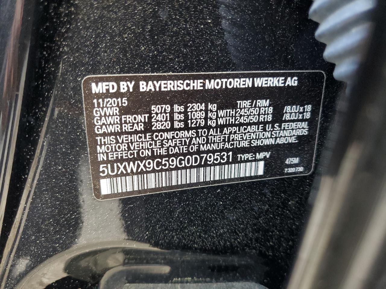 5UXWX9C59G0D79531 2016 BMW X3 xDrive28I