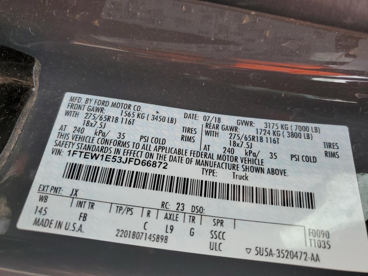 1FTEW1E53JFD66872 2018 Ford F150 Supercrew