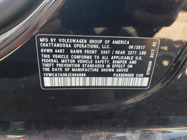 2018 Volkswagen Passat Sel Premium VIN: 1VWCA7A35JC004988 Lot: 58825764