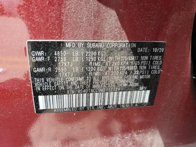 2021 Subaru Outback Premium VIN: 4S4BTACC6M3117724 Lot: 60710974