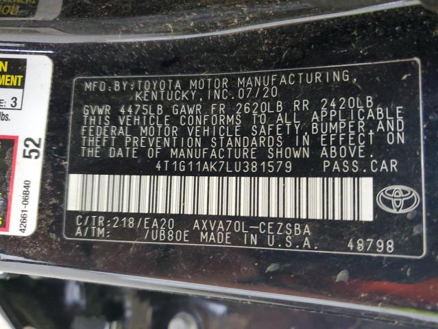 VIN 4T1G11AK7LU381579 2020 Toyota Camry, SE no.13