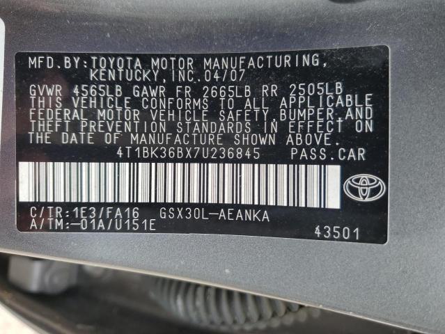 2007 Toyota Avalon Xl VIN: 4T1BK36BX7U236845 Lot: 57877454