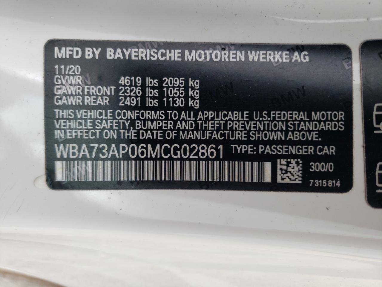 WBA73AP06MCG02861 2021 BMW 430Xi