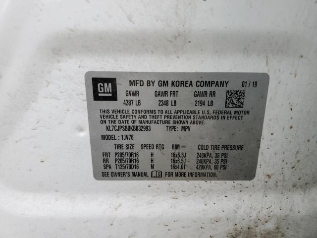 2019 Chevrolet Trax 1Lt VIN: KL7CJPSB0KB832993 Lot: 58093734