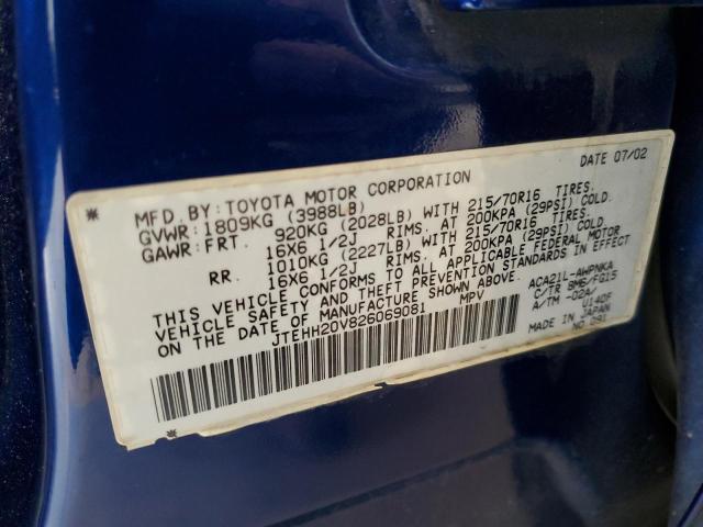 2002 Toyota Rav4 VIN: JTEHH20V826069081 Lot: 59889314