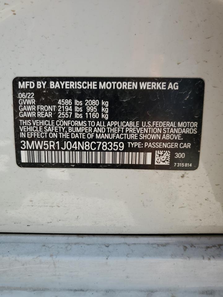 3MW5R1J04N8C78359 2022 BMW 330I