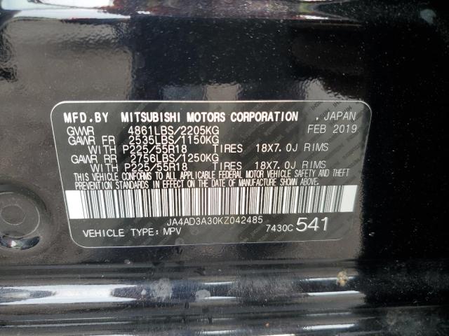 2019 Mitsubishi Outlander Se VIN: JA4AD3A30KZ042485 Lot: 59608914