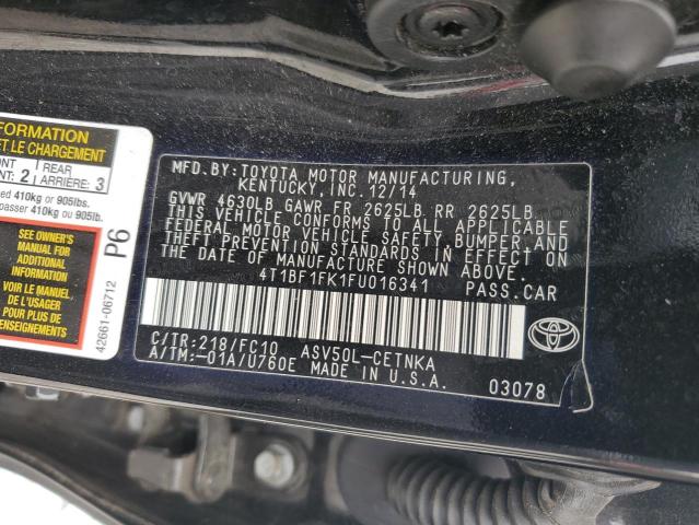 VIN 4T1BF1FK1FU016341 2015 Toyota Camry, LE no.12