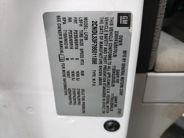 2008 Chevrolet Equinox Lt VIN: 2CNDL33F786011098 Lot: 57092964