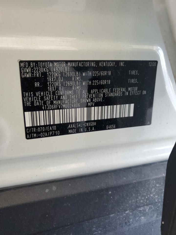 4T3D6RFV7MU024806 2021 Toyota Rav4 Limited