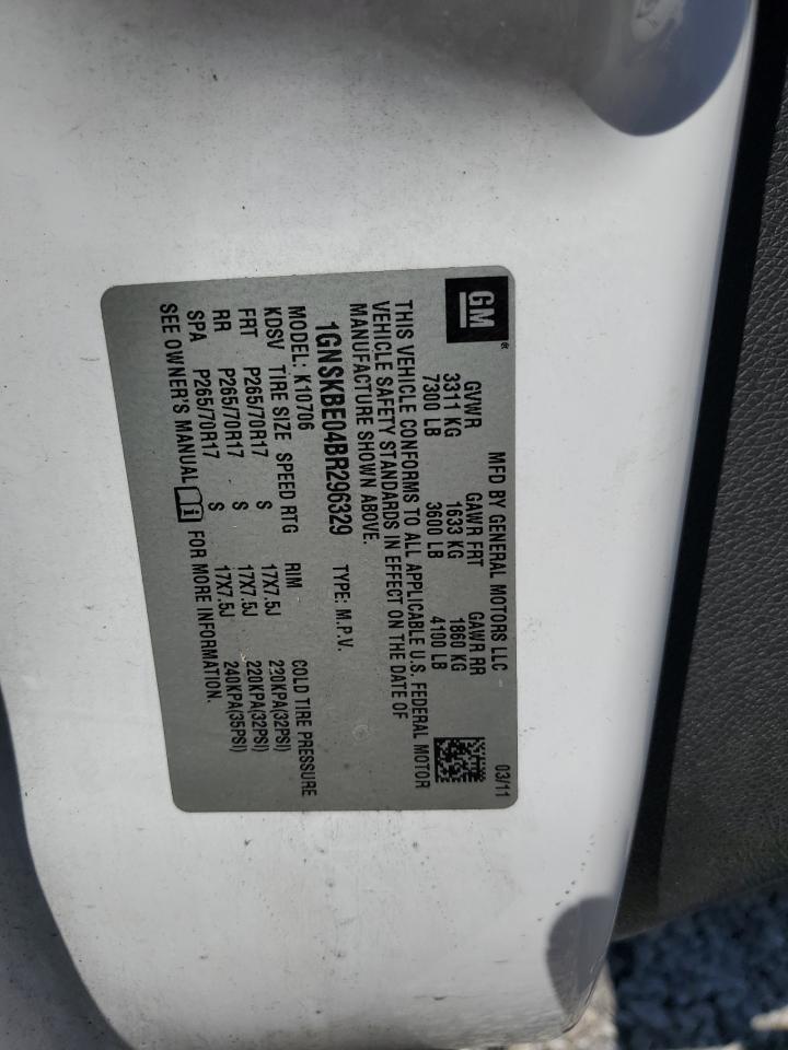 1GNSKBE04BR296329 2011 Chevrolet Tahoe K1500 Lt