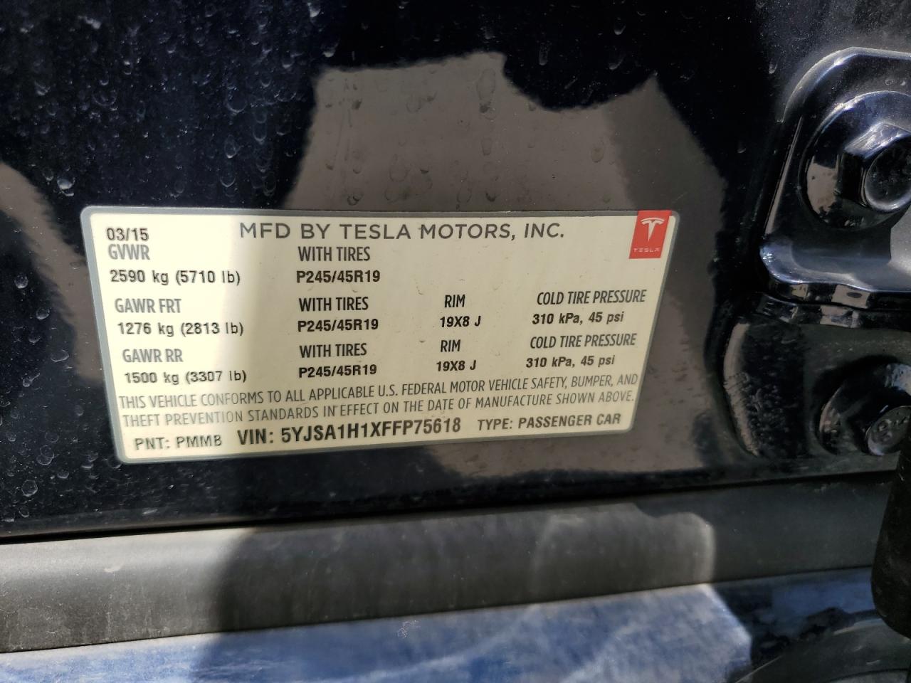 5YJSA1H1XFFP75618 2015 Tesla Model S 85