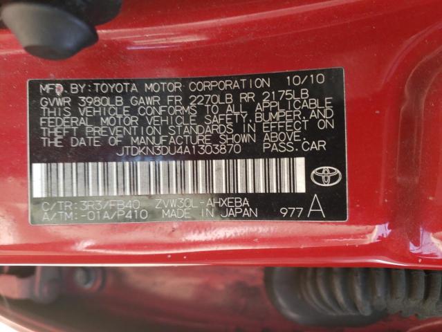 2010 Toyota Prius VIN: JTDKN3DU4A1303870 Lot: 57861884