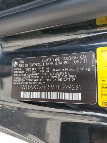 2011 BMW 335 I VIN: WBAKG7C59BE599231 Lot: 59956794