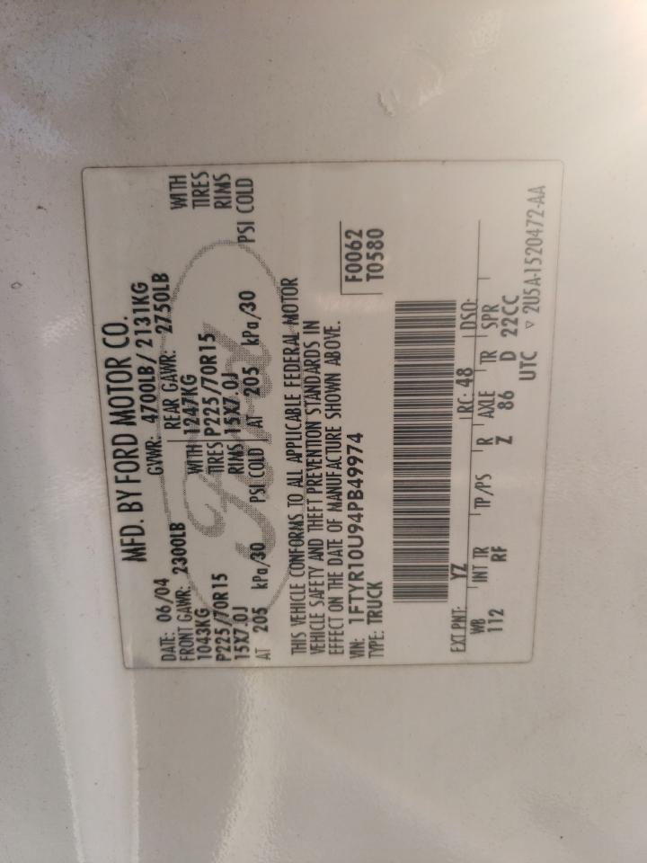 1FTYR10U94PB49974 2004 Ford Ranger