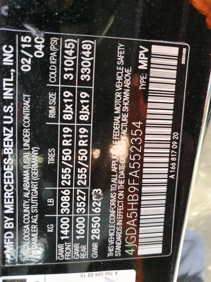 4JGDA5HB9FA552354 2015 Mercedes-Benz Ml 350 4Matic