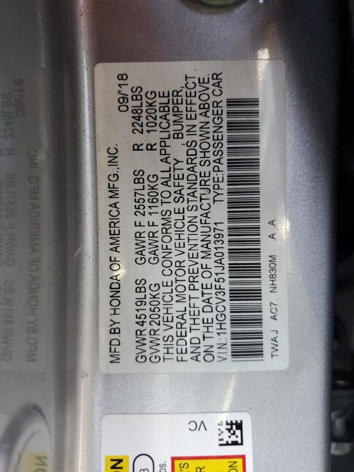 2018 Honda Accord Hybrid Exl vin: 1HGCV3F51JA013971