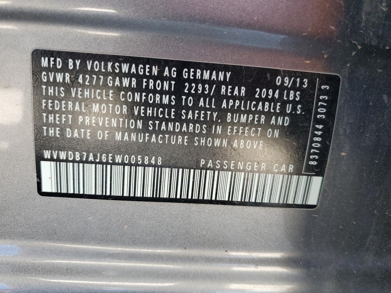 WVWDB7AJ6EW005848 2014 Volkswagen Golf