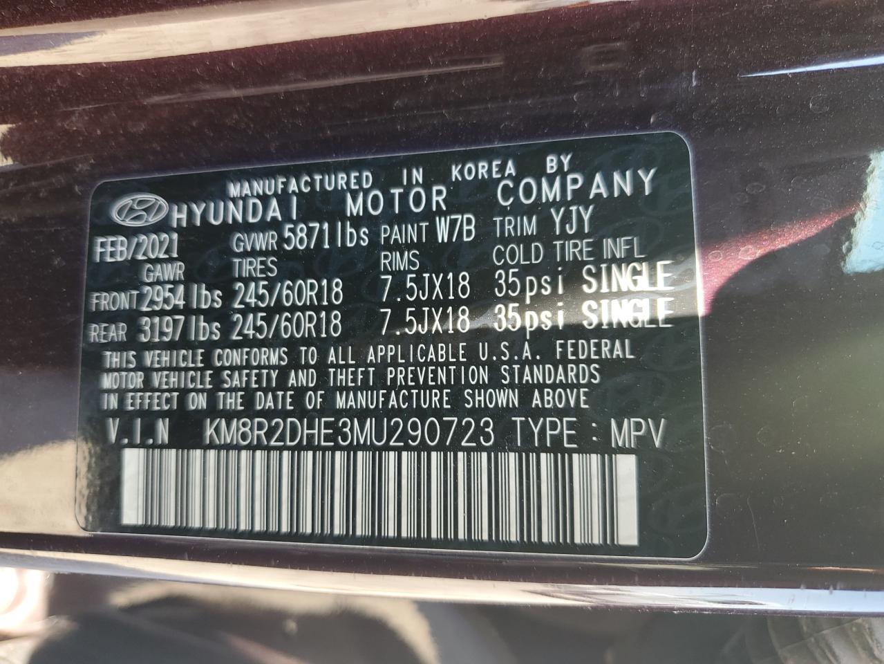 KM8R2DHE3MU290723 2021 Hyundai Palisade Sel