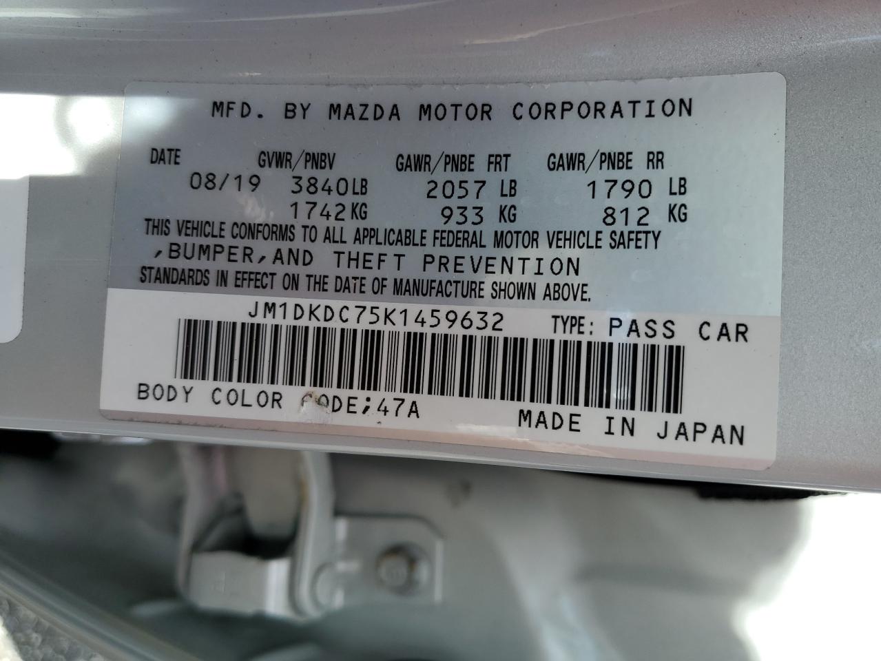 JM1DKDC75K1459632 2019 Mazda Cx-3 Touring