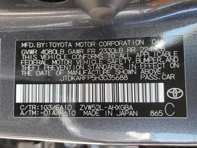 2017 Toyota Prius Prime VIN: JTDKARFP5H3035688 Lot: 58122384