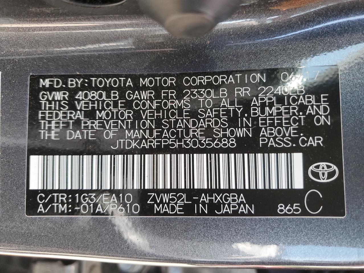 JTDKARFP5H3035688 2017 Toyota Prius Prime