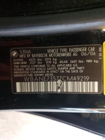 2007 BMW 530 I VIN: WBANE73577CM49219 Lot: 60894914
