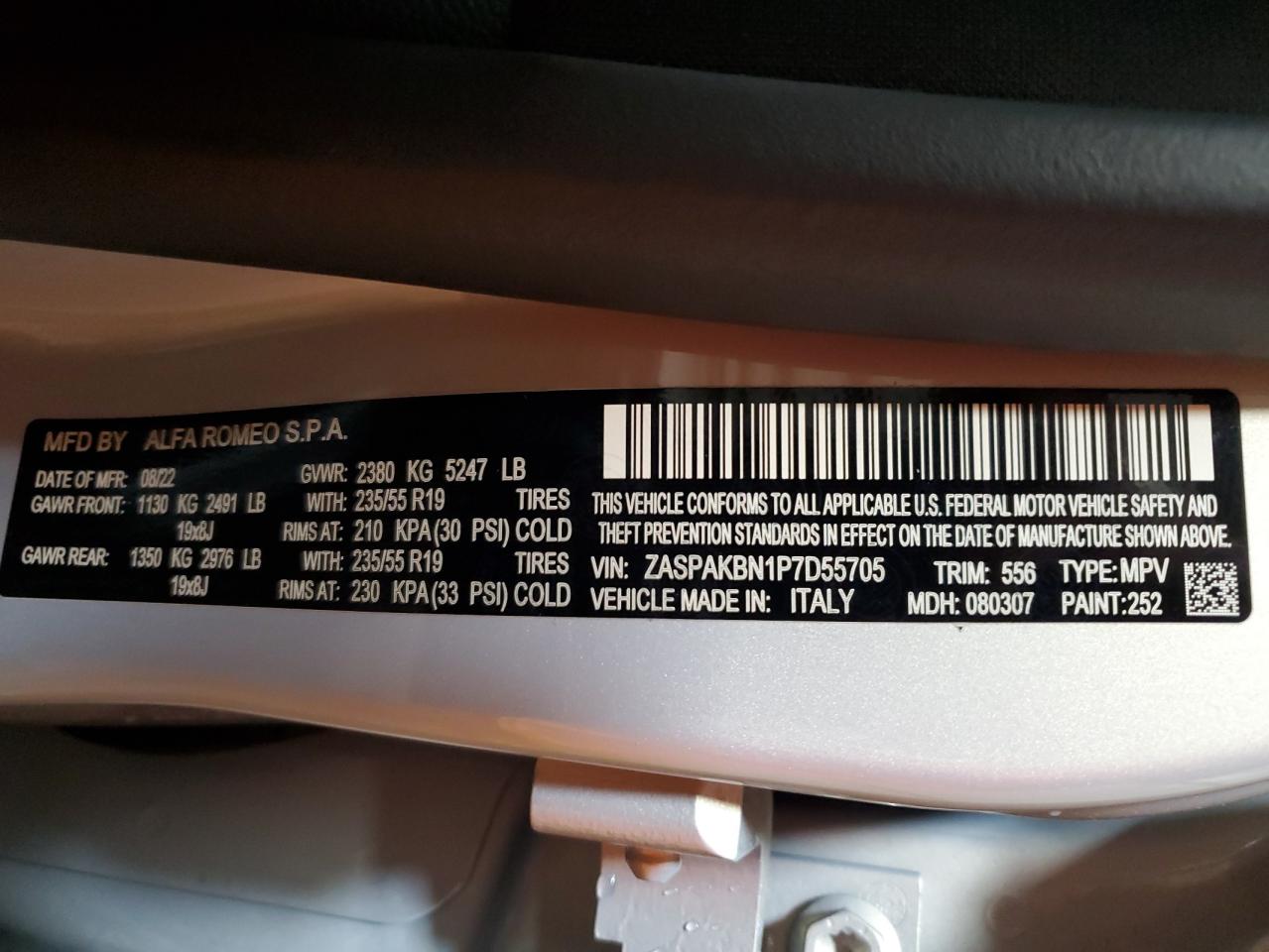 ZASPAKBN1P7D55705 2023 Alfa Romeo Stelvio Ti