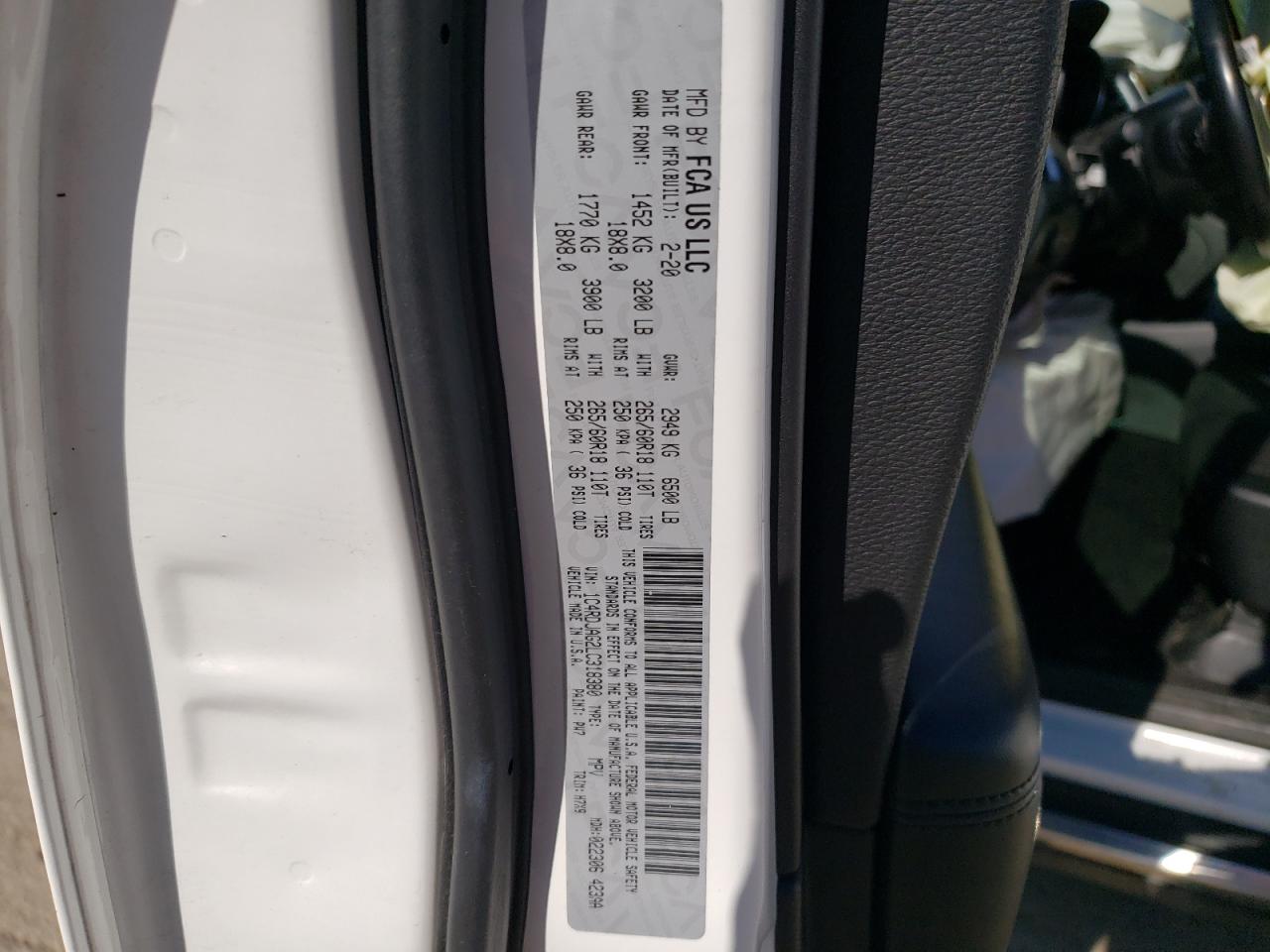 1C4RDJAG2LC318380 2020 Dodge Durango Sxt